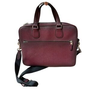 Coach Hudson Bag Burgundy Leather Business Briefcase Crossbody Work Satchel EUC